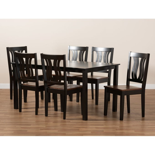 Baxton Studio Zamira Dark Brown Walnut 7pc Dining Sets