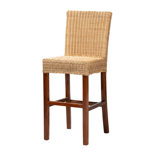 Baxton Studio Bali Pari Racquel Natural Brown Bar Stool