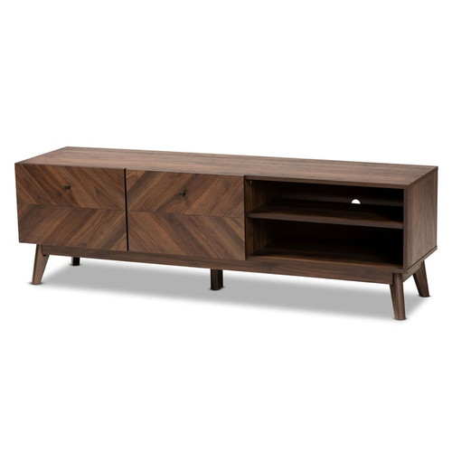 Baxton Studio Hartman Walnut Brown Wood TV Stand