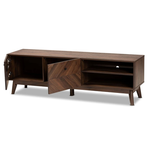 Baxton Studio Hartman Walnut Brown Wood TV Stand