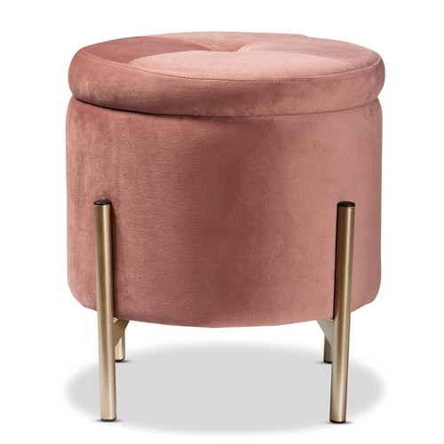 Baxton Studio Malina Pink Velvet Upholstered Storage Ottomans