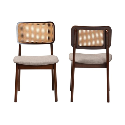 2 Baxton Studio Dannon Fabric Wood Dining Chairs