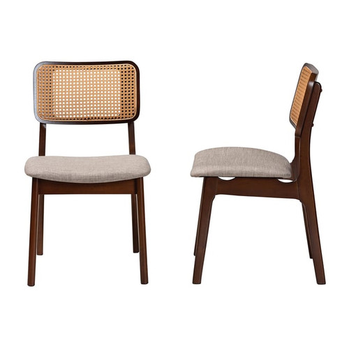 2 Baxton Studio Dannon Fabric Wood Dining Chairs
