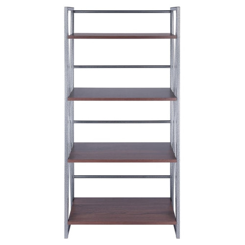 Winsome Isa Walnut Wood Graphite 4 Tier Shelf