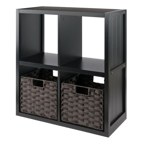 Winsome Timothy Black Chocolate 3pc Storage Shelf and Foldable Woven Baskets