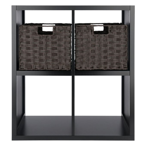 Winsome Timothy Black Chocolate 3pc Storage Shelf and Foldable Woven Baskets