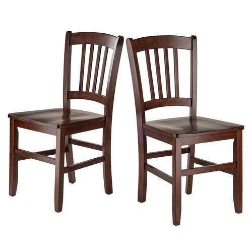 2 Winsome Madison Walnut Wood Slat Back Chairs