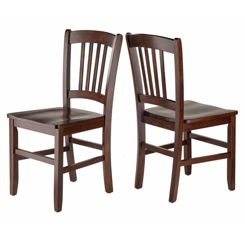 2 Winsome Madison Walnut Wood Slat Back Chairs