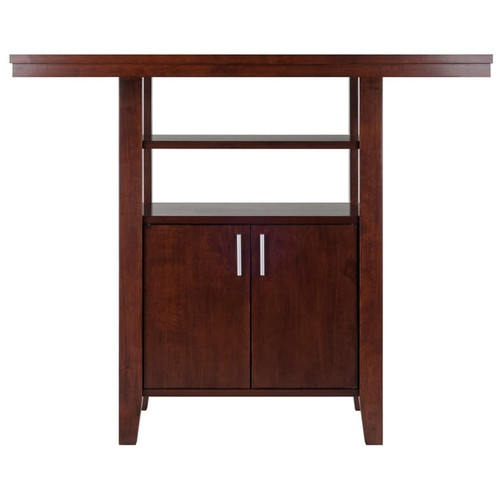 Winsome Albany Walnut Counter Height Table with Cabinet