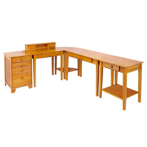 Winsome Studio Honey Wood 5pc Office L Desk Set