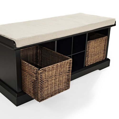 Crosley Brennan Benches with 2 Wicker Baskets