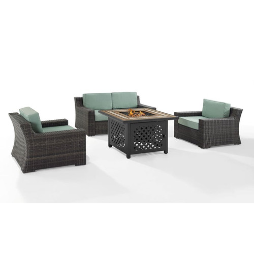 Crosley Beaufort Brown Mist 4pc Outdoor Set with Tucson Fire Table
