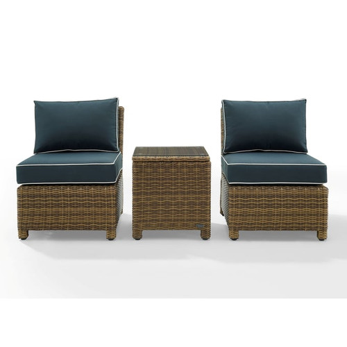 Crosley Bradenton Wicker 3pc Outdoor Seating Sets with Side Table