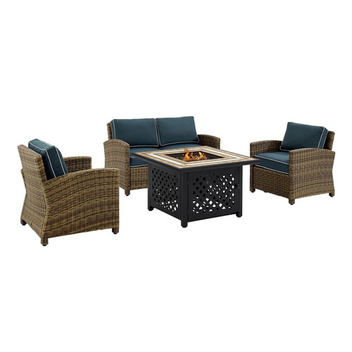 Crosley Bradenton 4pc Outdoor Conversation Sets with Tucson Fire Table