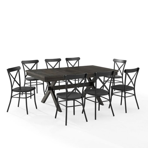 Crosley Hayden Slate Matte Black 9pc Dining Set