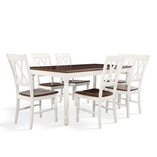 Crosley Shelby Distressed White 7pc Dining Set