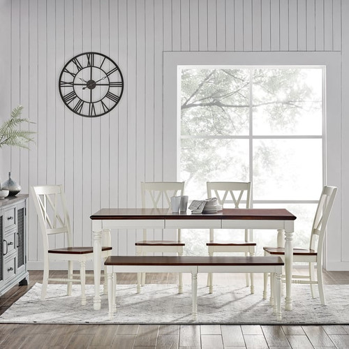 Crosley Shelby Distressed White 6pc Dining Set