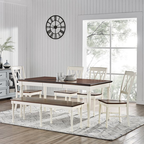 Crosley Shelby Distressed White 6pc Dining Set