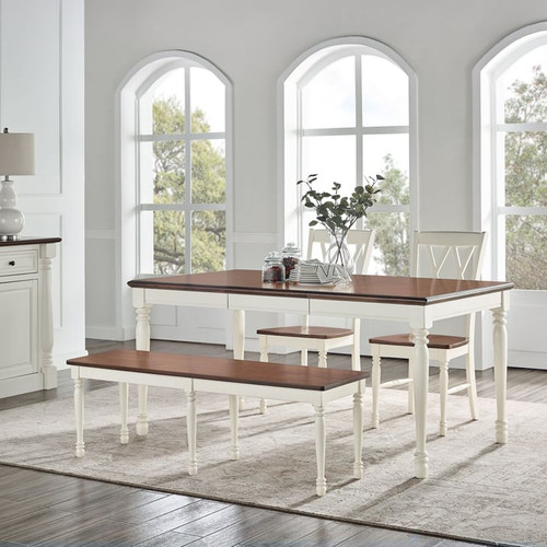 Crosley Shelby Distressed White 4pc Dining Set