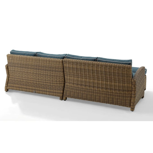 Crosley Bradenton Wicker 4pc Outdoor Sectional Sets with 2 Ottomans