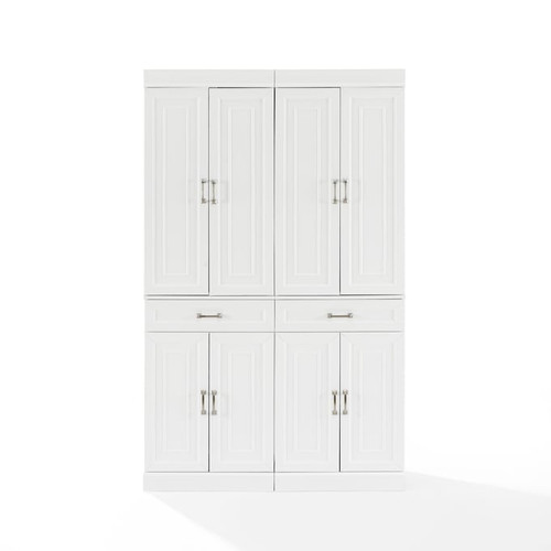 Crosley Stanton White 2pc Kitchen Storage Pantry Cabinet Set