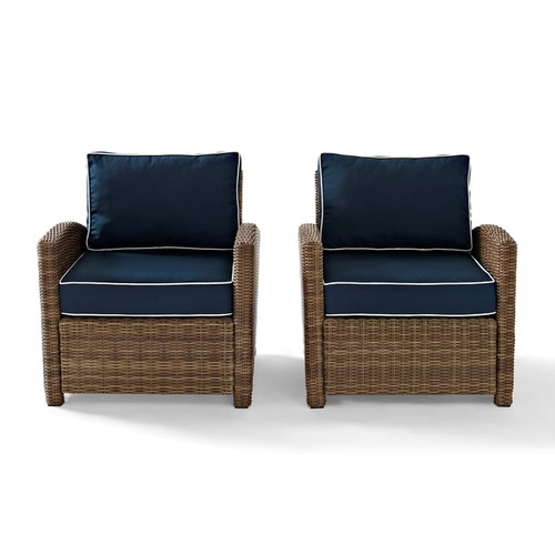 2 Crosley Bradenton Fabric Outdoor Armchairs