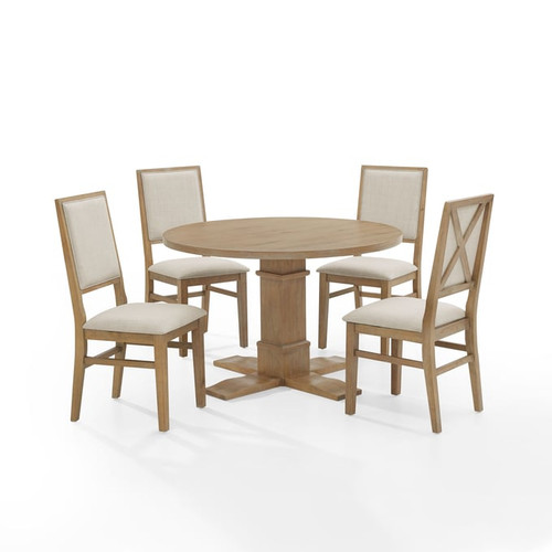 Crosley Joanna Creme Rustic Brown 5pc Round Dining Set