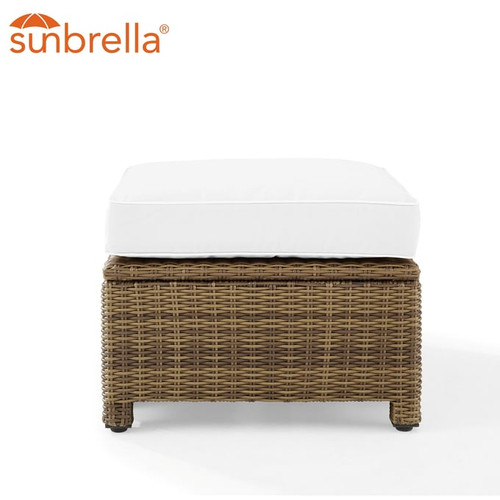 Crosley Bradenton Weathered Brown White Sunbrella Outdoor Ottoman