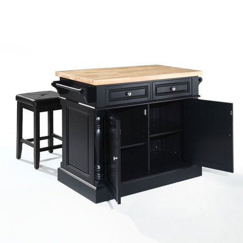 Crosley Oxford Kitchen Islands with 2 Square Seat Stools