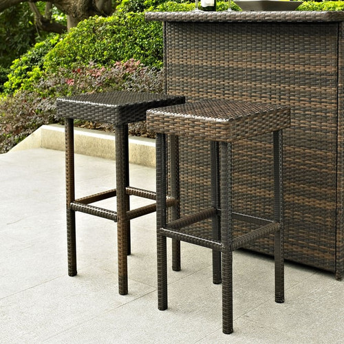 2 Crosley Palm Harbor Brown Backless Outdoor Bar Stools