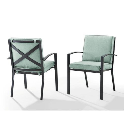 2 Crosley Kaplan Fabric Outdoor Dining Chairs