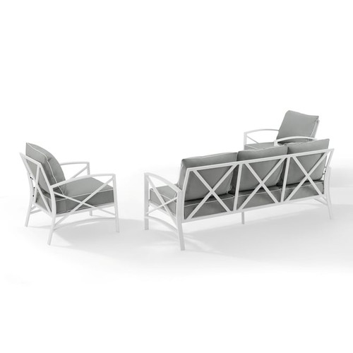Crosley Kaplan Metal Fabric 3pc Outdoor Seating Sets