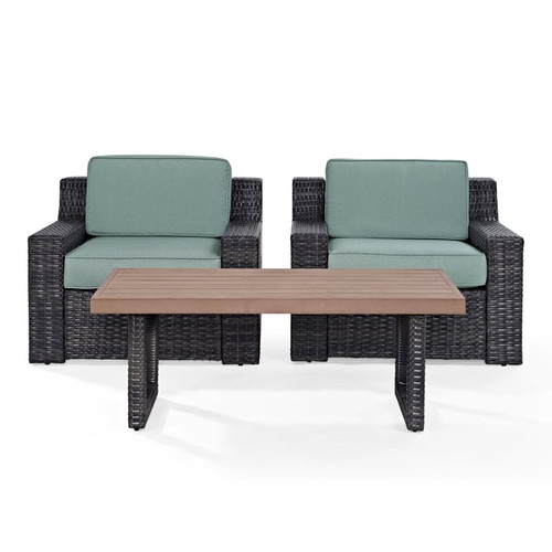 Crosley Beaufort Brown Mist 3pc Outdoor Chair and Coffee Table Set