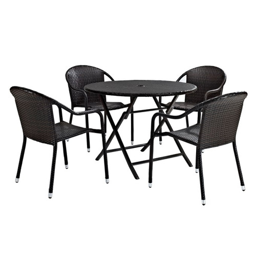 Crosley Palm Harbor Brown 5pc Round Outdoor Dining Set