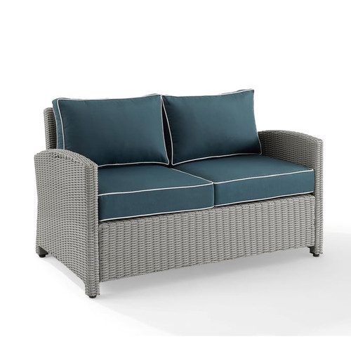 Crosley Bradenton Gray Navy Outdoor Loveseat