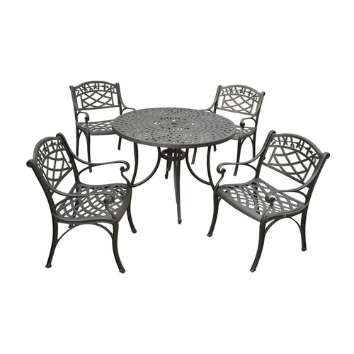 Crosley Sedona Black 42 Inch 5pc Round Outdoor Dining Set with Armchairs
