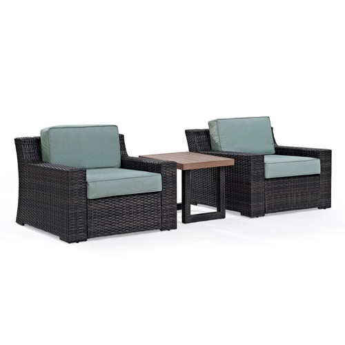Crosley Beaufort Brown Mist 3pc Outdoor Chair and Side Table Set