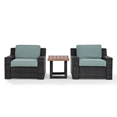 Crosley Beaufort Brown Mist 3pc Outdoor Chair and Side Table Set
