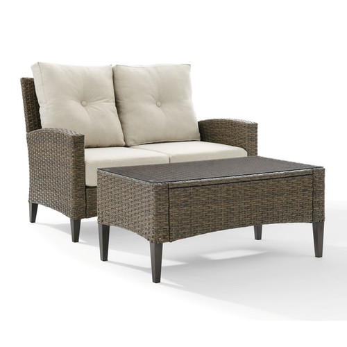 Crosley Rockport Light Brown Oatmeal 2pc High Back Outdoor Patio Set