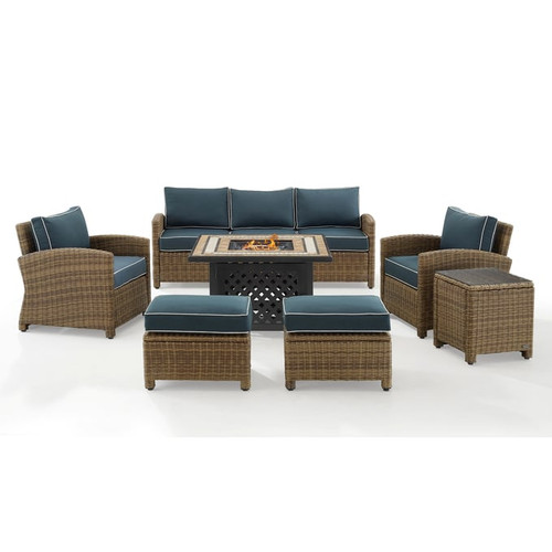 Crosley Bradenton 6pc Outdoor Seating Sets with Tucson Fire Table
