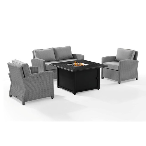 Crosley Bradenton Gray 4pc Outdoor Set with Dante Fire Table