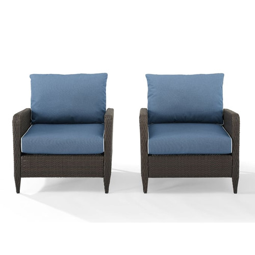 2 Crosley Kiawah Fabric Outdoor Armchairs