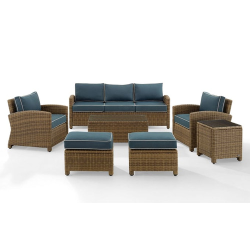 Crosley Bradenton Wicker Fabric 7pc Outdoor Sofa Sets