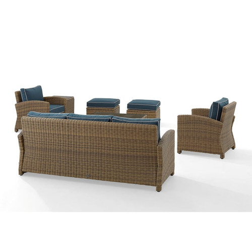 Crosley Bradenton Wicker Fabric 7pc Outdoor Sofa Sets