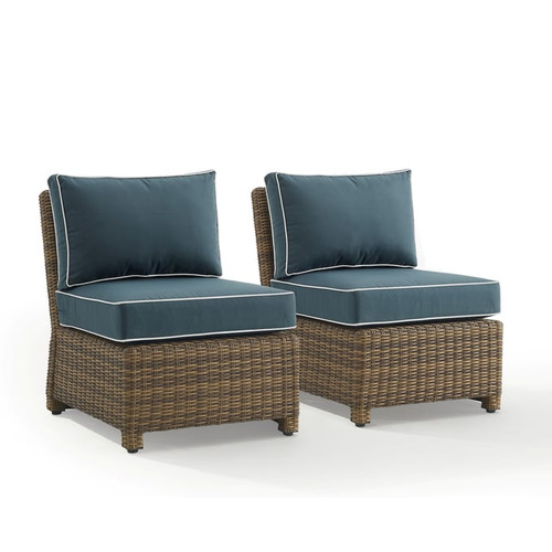 2 Crosley Bradenton Wicker Fabric Outdoor Chairs
