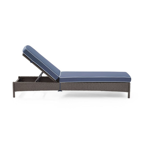 Crosley Palm Harbor Weathered Gray Navy Outdoor Chaise Lounge