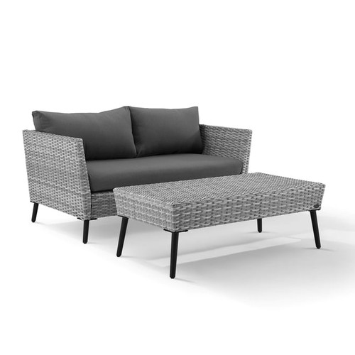 Crosley Richland Gray Charcoal Outdoor 2pc Outdoor Patio Seating Set