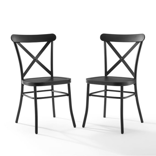 2 Crosley Camille Matte Black Dining Chairs