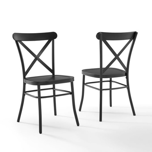 2 Crosley Camille Matte Black Dining Chairs