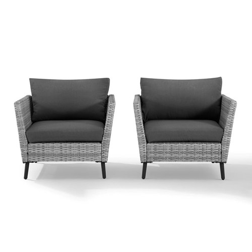 2 Crosley Richland Gray Charcoal Outdoor Armchairs